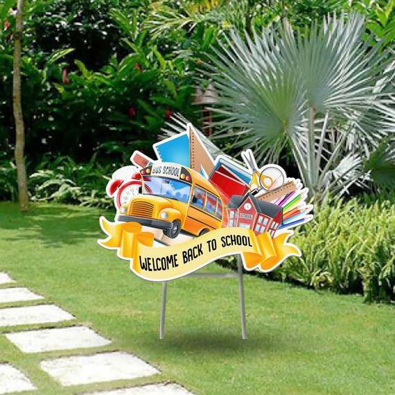 Back to School Yard Sign School Bus Yard Sign Etsy
