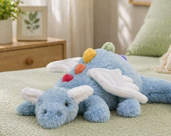 Peluche de dragón volador suave – Almohada de peluche de 50 cm, muñeco de dragón kawaii