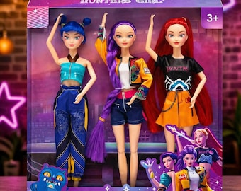 Mädchen Modepuppe Set | 3 trendige Puppen, bunte Haare, stylische Outfits