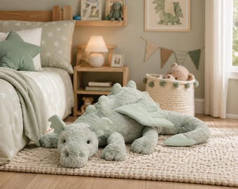 Fliegender Drache Plüschtier - weicher Plüschtier Kissen, 50 cm großer Drache, Kinderzimmer Dekor