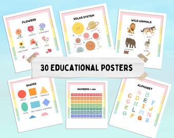 Pósters educativos (DESCARGA DIGITAL), Pósters de aprendizaje para niños pequeños, Decoración de aulas Montessori, Láminas de aprendizaje para la educación en casa