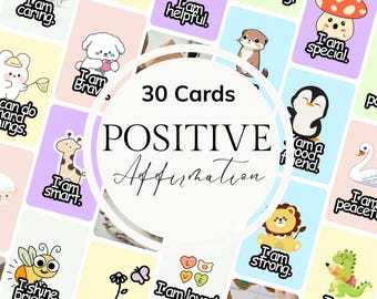 Positive Affirmations Printable Cards for Kids, Cute Animal Positive Quotes, Self-Love, Positive Thinking, Growth Mindset, Digital Download