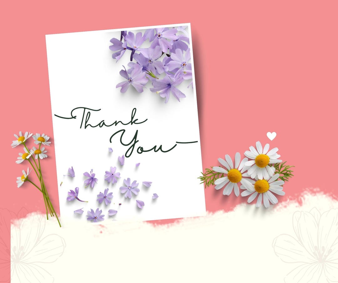 Printable Thank You Card | Purple Floral | Editable Canva Template - Etsy