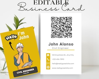Personal Branding QR Business Card Template | Editable Canva Business Card | Social Media Contact Card | Digital Download