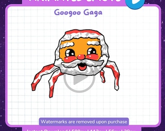 Wirusowy mem z emotką Googoo Gaga | Animowana emotka świątecznego pająka z twarzą Świętego Mikołaja dla streamerów Twitch i Discord