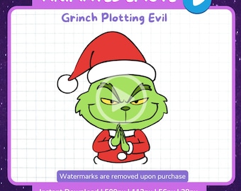 Animowana emotka Grincha „Złoczyńca knuje” | Emotka ze strumienia na Twitchu i Discordzie | Animacja reakcji na Boże Narodzenie | Pobierz natychmiast