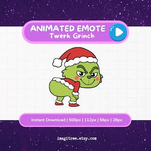 Animerad Twerk Grinch-emote för Twitch- och Discord-julströmningsöverlägg
