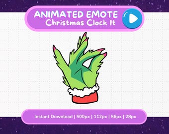 Grinch Hand Clock It Animated Emote | Christmas Tap Fingers Meme Twitch Emote for Streamers & Discord