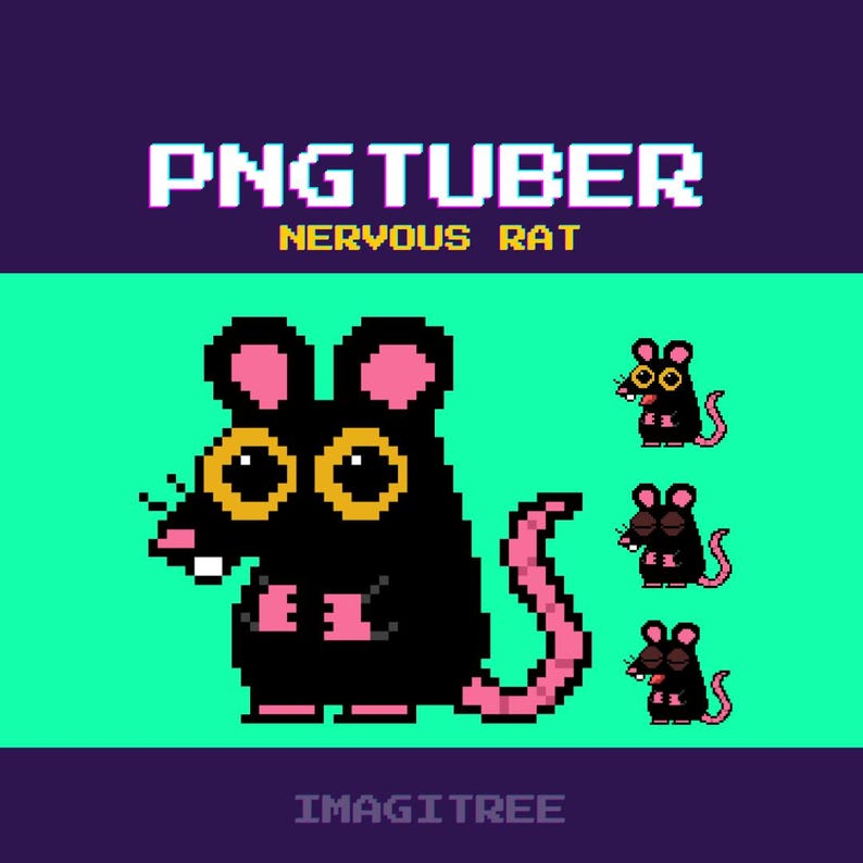 Animated Nervous Rat PNGTuber Model, Veadotube Mini File, Twitch YouTube Discord OBS