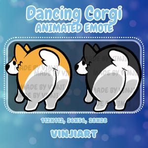 Emote animée Twerking Corgi : GIF dessiné à la main (téléchargement numérique)