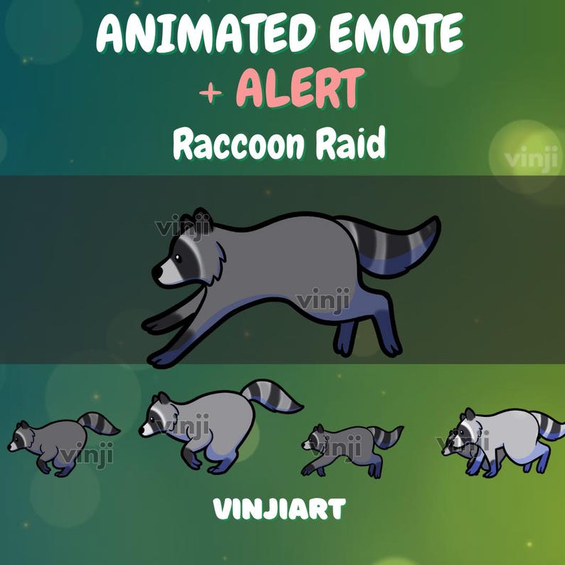 Raccoon Raid Run Animated Emote and Alert: Hand Drawn GIF (digital ...