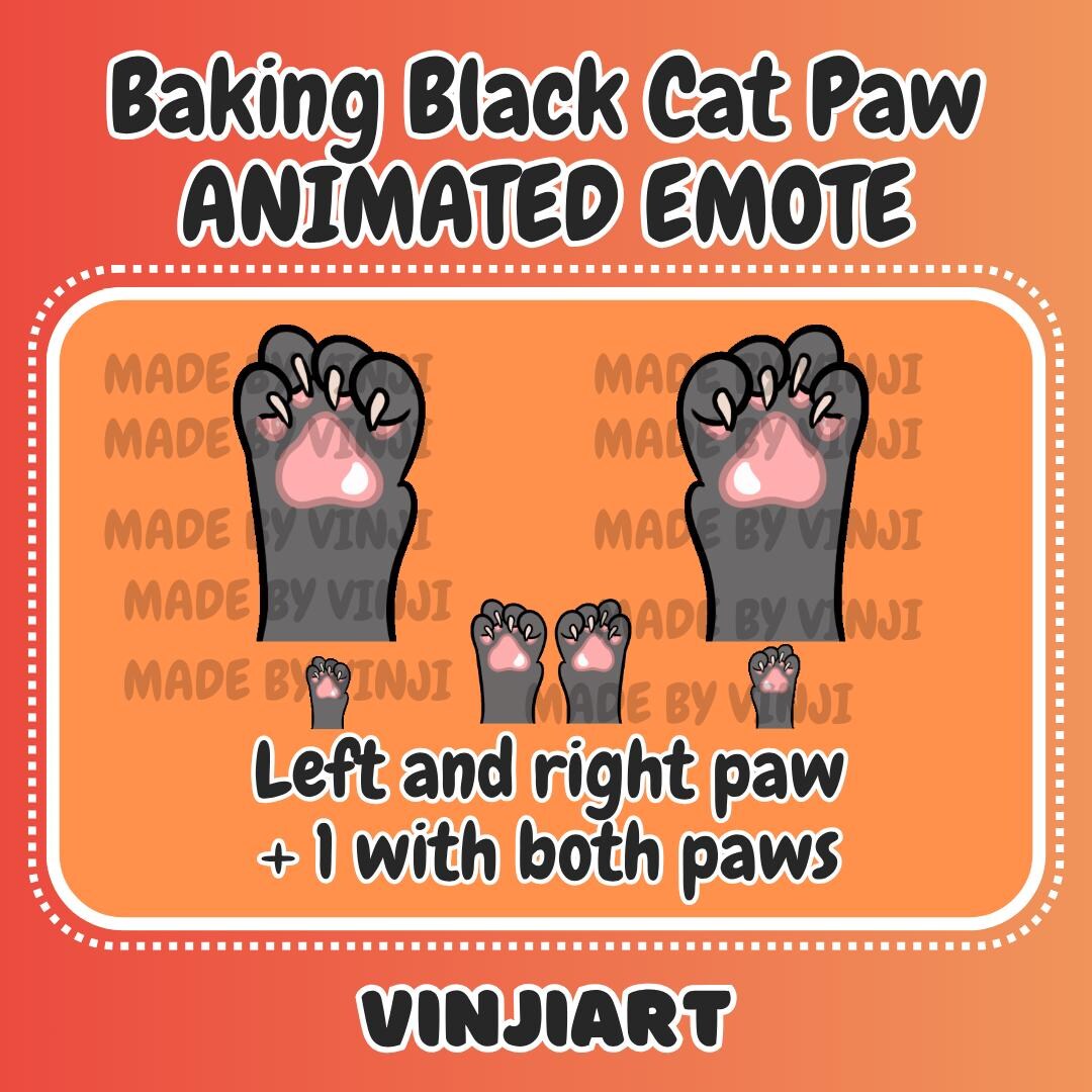 Baking/kneading Black Cat Paw Animated Emote for Streaming Twitch ...