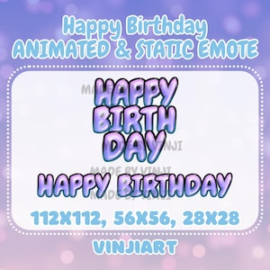 Happy Birthday Text ANIMATED and STATIC EMOTE: Digital Download Gif - Etsy