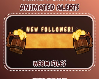 7 Alerts Tankard CHEERS Animated for Twitch (Digital Download)