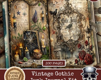 Gothic Junk Journal Kits, Gothic Journal kits, Junk Journal Supplies, Gothic Ephemera, Skull Journal Pages, Gothic Junk Journal Digital