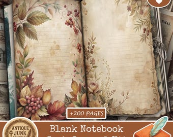 Blank Notebook Junk journal Paper, Junk Journal Supplies, Junk Journal Kits, Blank Notebook Pages, Blank Junk Journal Scrapbook, Lined Paper
