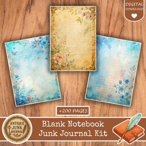 Blank Notebook Junk Journal, Junk Journal Supplies, Junk Journal Kits, Blank Journal, Vintage junk journal kit, Lined Paper journal, junk journal supplie,junk journal kits,junk journal ideas,junk journal paper,junk journaling kits,junk journaling,vintage junk journal,lined junk journal,Blank Notebook Paper,blank junk journal,floral junk journal,scrapbook,digital papers,