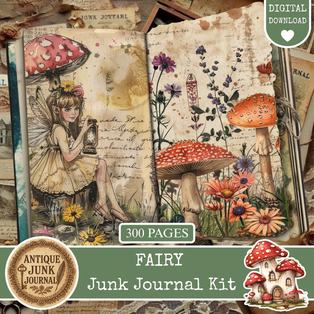 Fairy Junk Journal Kit, Fairy Garden Kit, Fairy Journal Papers, Junk ...