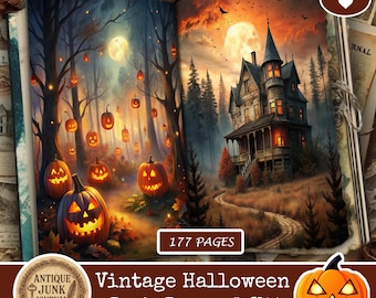 Halloween Junk Journal Digitals, Junk Journal Supplies, Junk Journal Kits, Whimsical Junk Journal Digitals, Junk Journal Sets, Fall Pumpkin