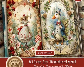 Alice in Wonderland Junk Journal Kit, Alice In Wonderland Junk Journal Pages, Junk Journal Alice In Wonderland, Alice In Wonderland Print