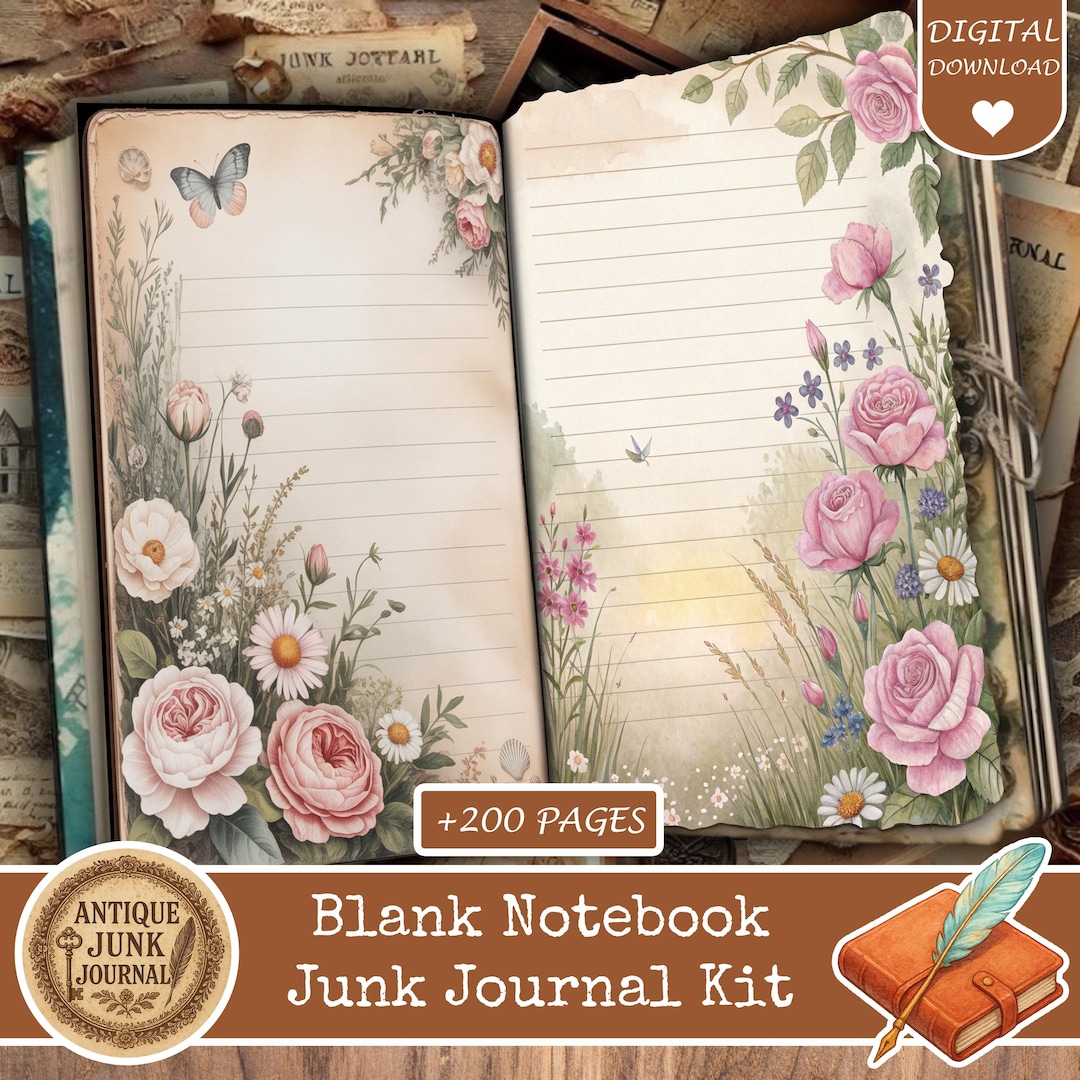 Junk Journal Blank Pages, Flower Junk Journal Papers, Junk Journal ...