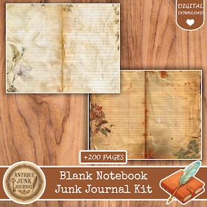 Blank Notebook Junk Journal, Junk Journal Supplies, Junk Journal Kits, Blank Journal, Vintage junk journal kit, Lined Paper journal, junk journal supplie,junk journal kits,junk journal ideas,junk journal paper,junk journaling kits,junk journaling,vintage junk journal,lined junk journal,Blank Notebook Paper,blank junk journal,floral junk journal,scrapbook,digital papers,