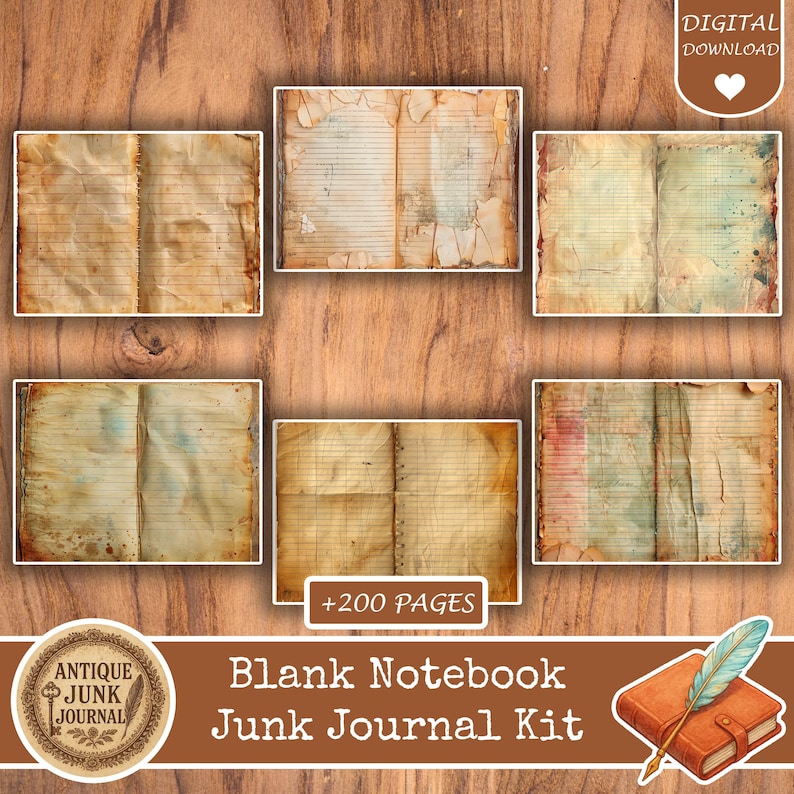 Blank Notebook Junk Journal Paper, Junk Journal Supplies, Junk Journal ...
