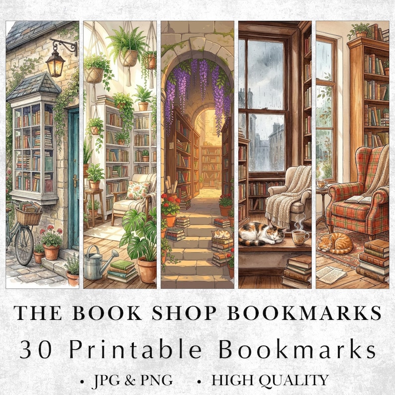 The Book Shop Bookmarks, Set of 30 Different Printable Book Marks ...