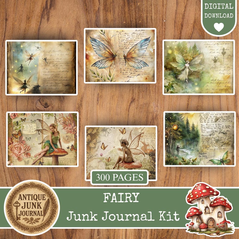 Fairy Junk Journal Kit, Fairy Garden Kit, Fairy Journal Papers, Junk ...