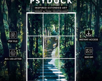 Psyduck Inspired Extended Art for Binder | Forest Path TCG Binder Display | Digital Download