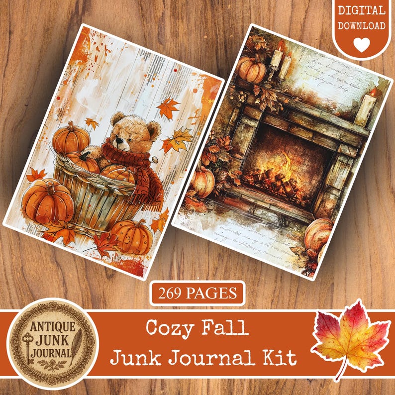Cozy Fall Junk Journal Kit, Autumn Junk Journal Pages, Autumn Scene ...