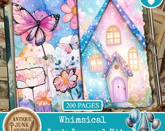 Whimsical Junk Journal, Whimsical Junk Journal Pages Printable Happy Journal Pages, Colorful Scrapbook Paper Pack, Whimsical Prints