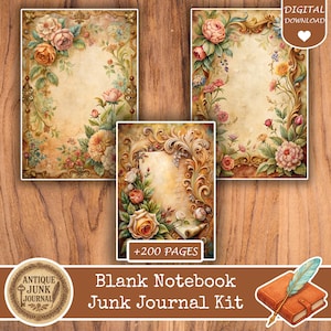 Blank Notebook Junk Journal, Junk Journal Supplies, Junk Journal Kits, Blank Journal, Vintage junk journal kit, Lined Paper journal, junk journal supplie,junk journal kits,junk journal ideas,junk journal paper,junk journaling kits,junk journaling,vintage junk journal,lined junk journal,Blank Notebook Paper,blank junk journal,floral junk journal,scrapbook,digital papers,