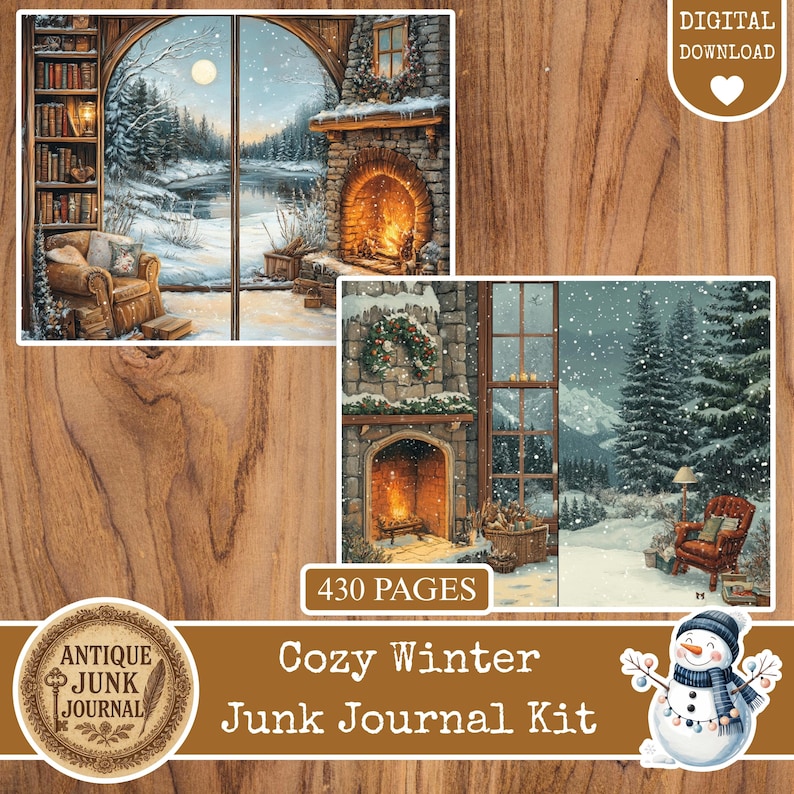 Cozy Winter Junk Journal Kit, Printable Winter Digital Papers, Junk ...