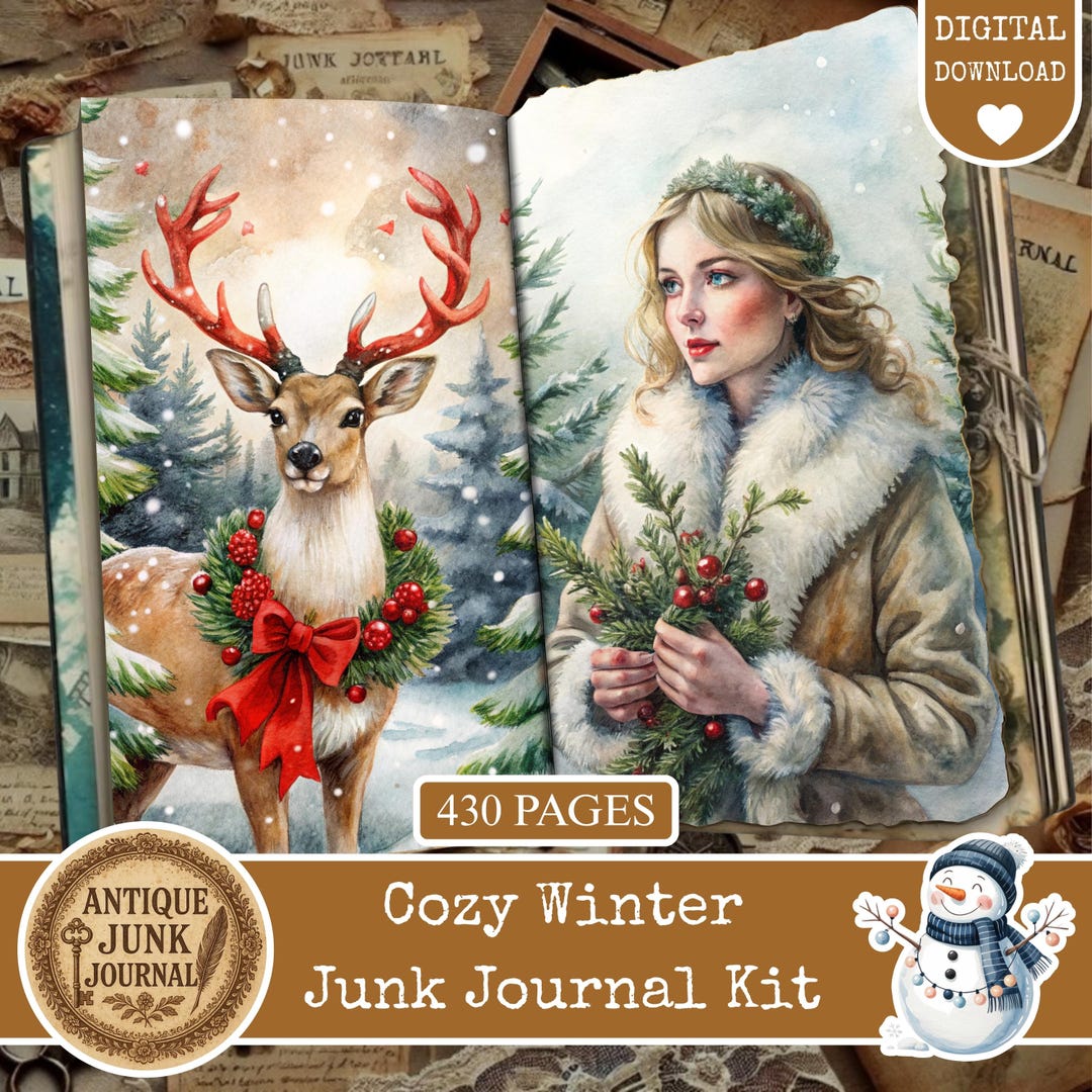 Cozy Winter Junk Journal Kit, Printable Winter Digital Papers, Junk ...