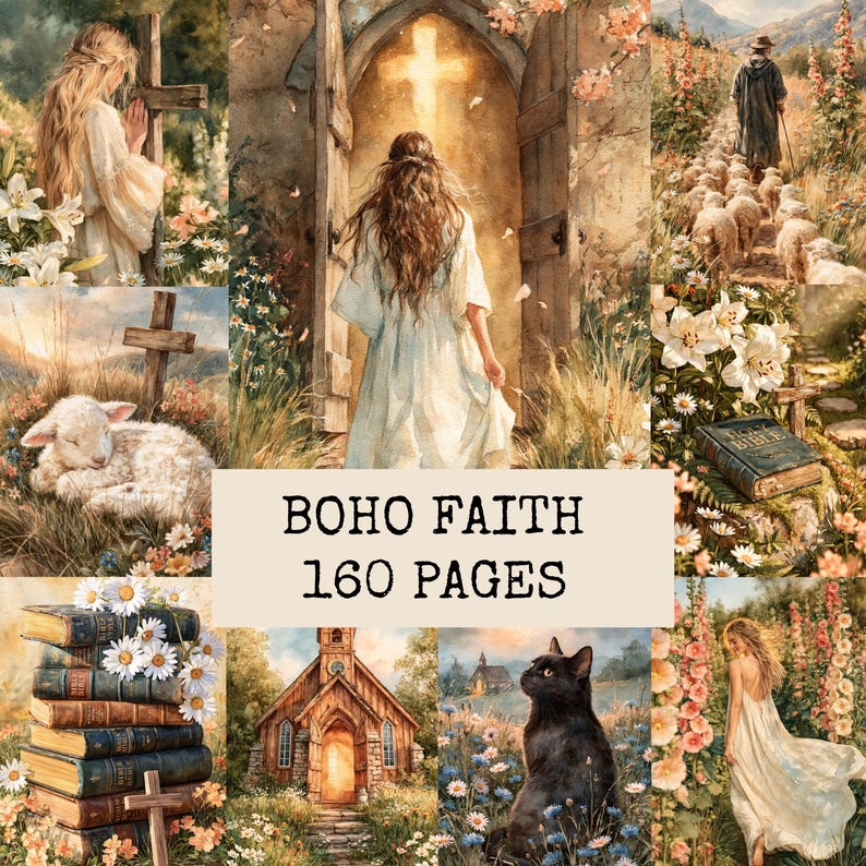 Faith Junk Journal, Christian Junk Journal, Boho, Faith Journal Pages, Ephemera, Spiritual, Bible Journaling, Prayer, Religious, Printable