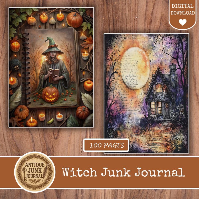 Junk Journal Witch, Gothic Junk Journal, Fall Junk Journal Kit, Witch ...