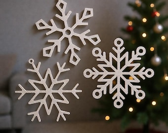 3D Printed Snowflake Christmas Tree Decorations | Set of 5 | Christmas Tree Ornaments | Modern Winter Decorations | 3 Variations