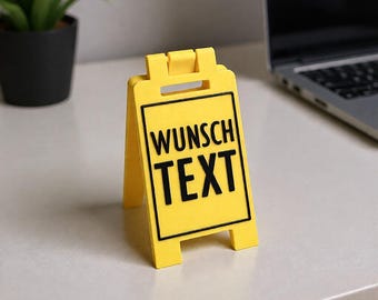 Personalized 3D printed "Freshly Mopped" sign | Custom text front & back | Wet Floor warning sign | Gift for home / office