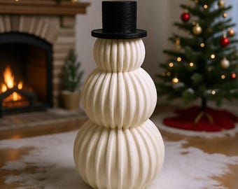 3D Printed Snowman Decorative Figurine | Santa Claus Snowman with Top Hat – White Winter Decoration Made of 3D Print | Christmas Gift