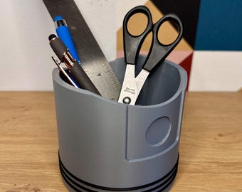 Piston-shaped pen holder | Desk organizer & plant pot made from recycled PLA | Motorsport decoration