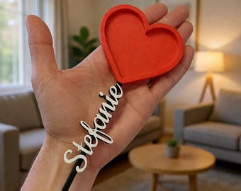 Valentine's Day Gift – Personalized Stem with Heart – Name on Stem – Decoration & Love Gift | 3D Print | Decoration with Name