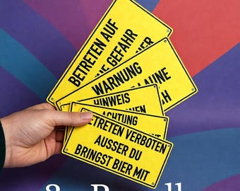 Set of 3 funny warning signs | 3D printed | Yellow and black | Office/workshop gift