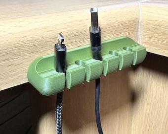Cable holder STL files – 3D printed cable organizer (3-5 cables) – Desk cable management STL – DIY cable holder download