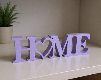 HOME Decorative Sign with Heart | Modern Home Decor | 3D Printed Sign | Housewarming, Wedding, or Apartment Gift | Minimalist Home Decoration