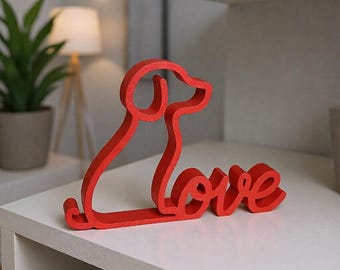 Dog Lover Decorative Sign | Modern Dog Decor | Gift for Dog Lovers | 3D Printed Lettering with Dog | Minimalist Animal Decor