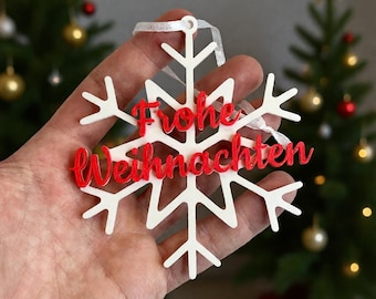 Personalized 3D-printed snowflake – Christmas decoration with name – 10 cm – Individual gift – Christmas tree ornament – Decorative pendant