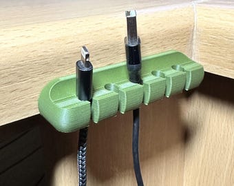 Cable holder for desk – No more tangled cables – Cable organizer (3-5 cables) – 3D printed – many colors