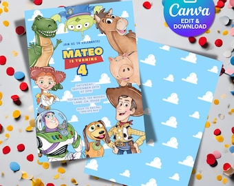 Toy Story Birthday Invitation Template: Editable Canva Design (5x7", Digital Download)
