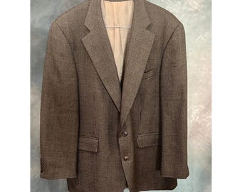 Polo University Club Ralph Lauren Pure Virgin Wool Blazer Brown Houndstooth 43R